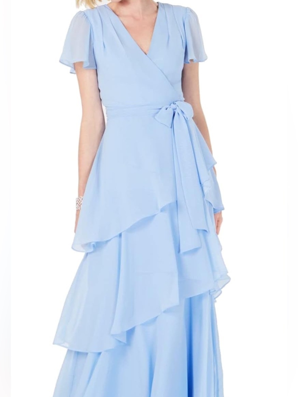 Tahari ASL tiered chiffon maxi dress Blue